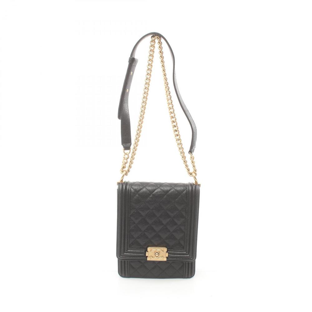Chanel Boy Chanel Caviar Skin Shoulder Bag Black